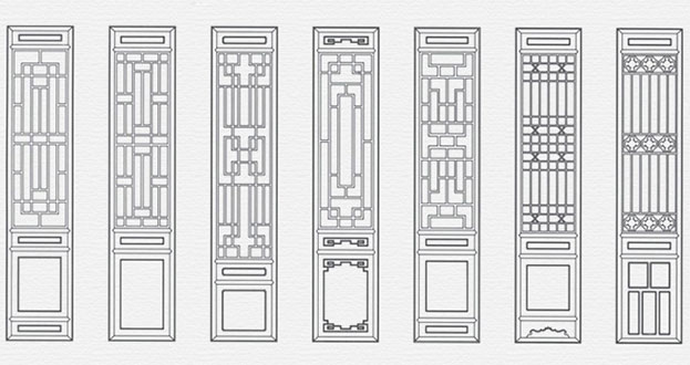 永修常用中式仿古花窗图案隔断设计图